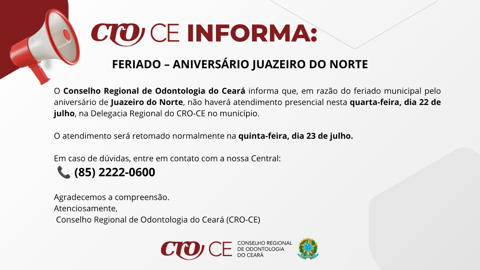 Feriado municipal pelo aniversário de Juazeiro do Norte